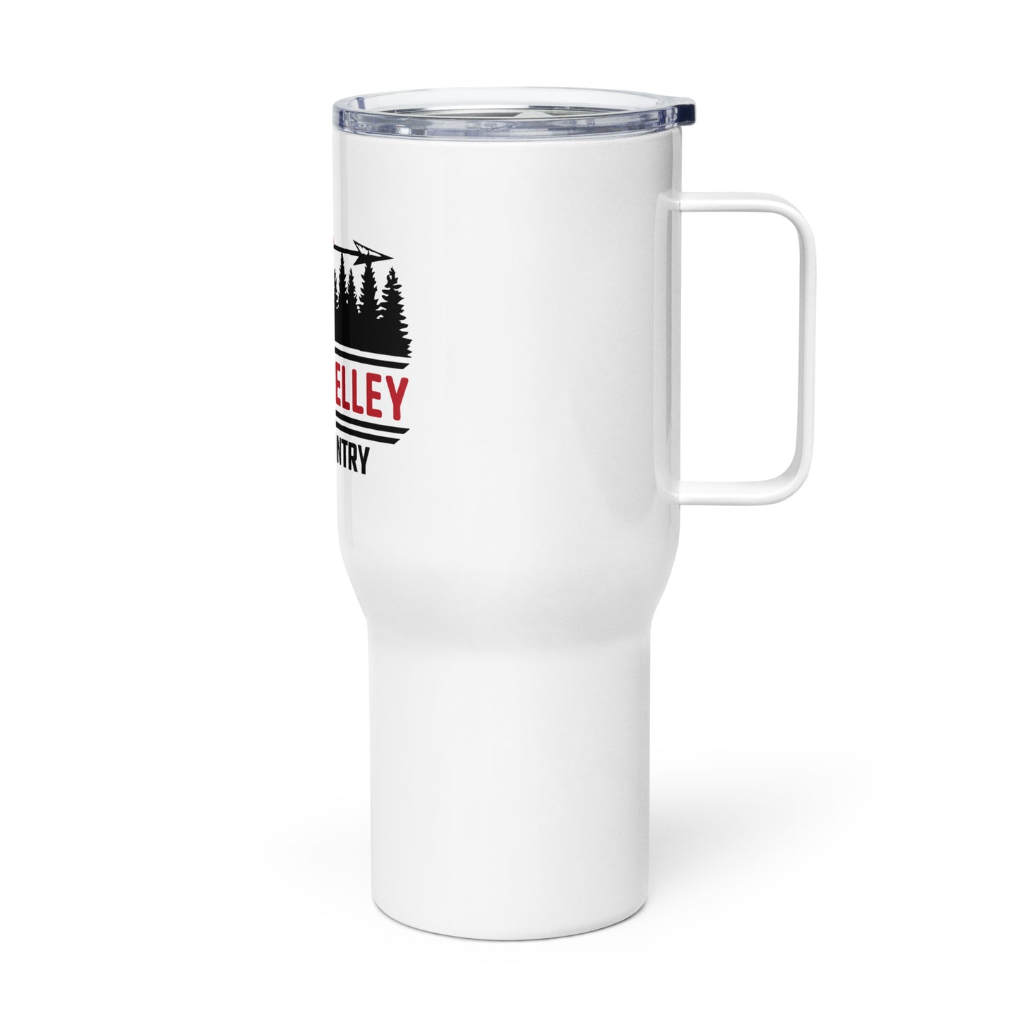 Bishop Kelley Cross Country Travel mug with a handle