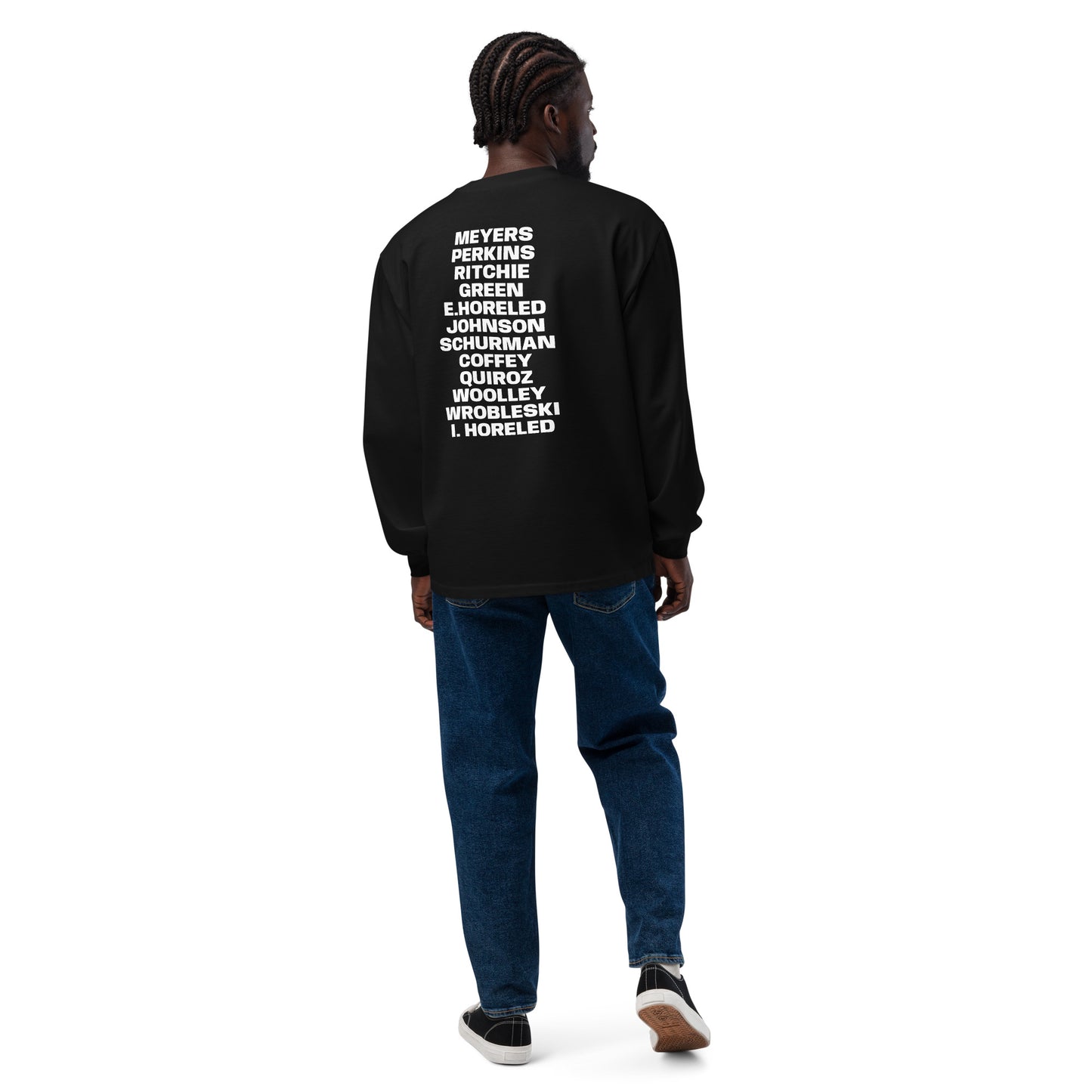 BK XC Men's team names listed on the back Premium heavyweight long sleeve shirt