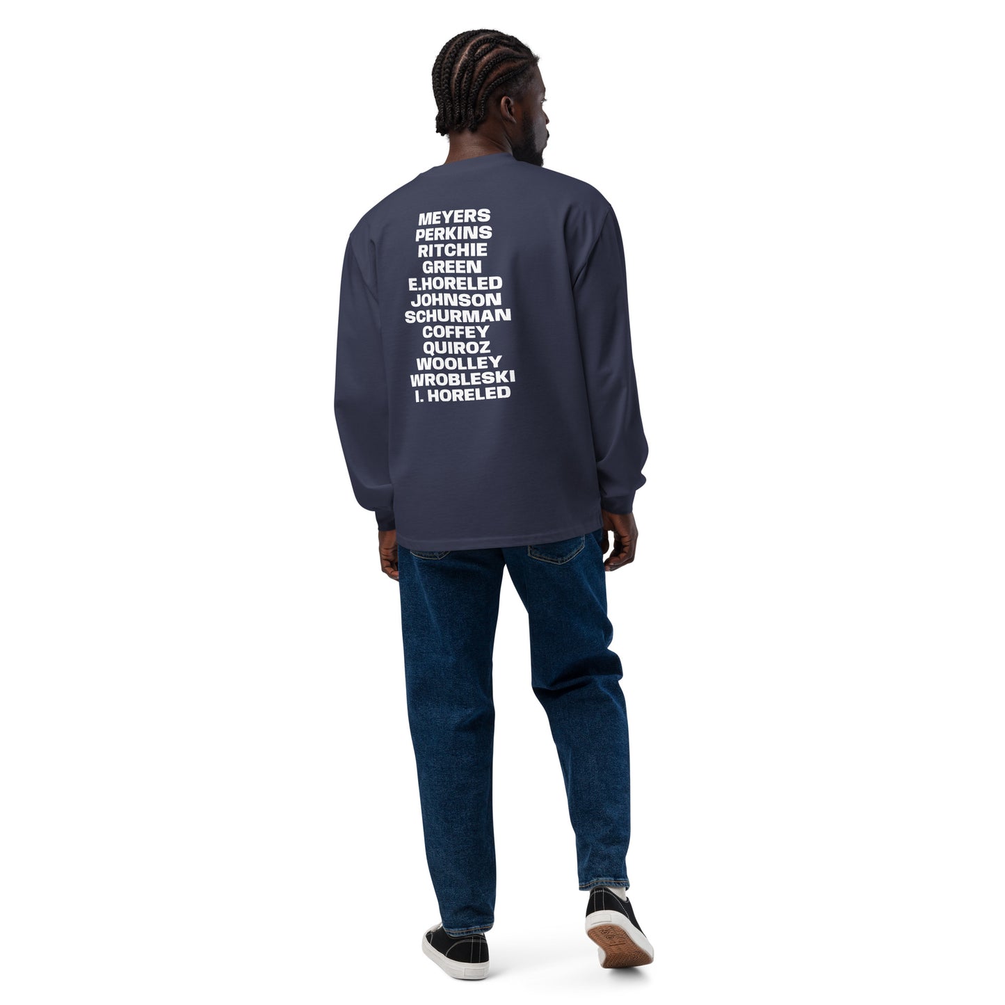 BK XC Men's team names listed on the back Premium heavyweight long sleeve shirt